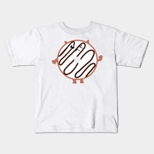 Vanilla Donut-Shaped Cat with Chocolate Drizzle Kids T-Shirt